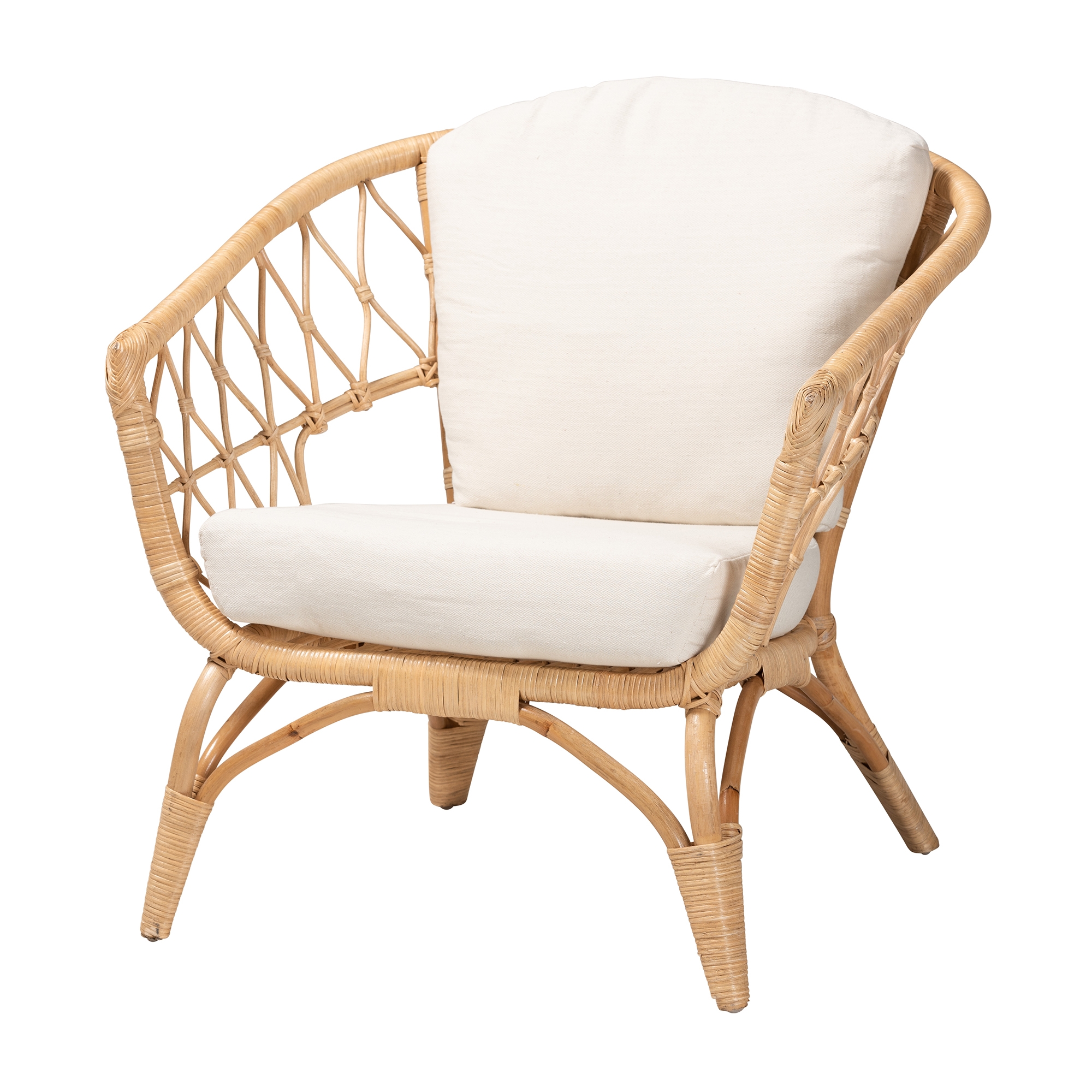 Baxton Studio Feya Modern Bohemian Natural Brown Antique Rattan Armchair