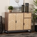 Baxton Studio Josephine Mid-Century Modern Transitional Two-Tone Walnut and Natural Brown Finished Wood and Black Metal 3-Door Sideboard - BSOANN-2013-Natural/Brown-Cabinet