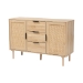 Baxton Studio Harrison Mid-Century Modern Natural Brown Finished Wood and Natural Rattan 3-Drawer Sideboard