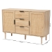 Baxton Studio Harrison Mid-Century Modern Natural Brown Finished Wood and Natural Rattan 3-Drawer Sideboard - BSOSR191635-Cabinet