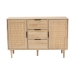 Baxton Studio Harrison Mid-Century Modern Natural Brown Finished Wood and Natural Rattan 3-Drawer Sideboard - BSOSR191635-Cabinet