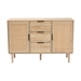 Baxton Studio Harrison Mid-Century Modern Natural Brown Finished Wood and Natural Rattan 3-Drawer Sideboard - BSOSR191635-Cabinet