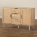 Baxton Studio Harrison Mid-Century Modern Natural Brown Finished Wood and Natural Rattan 3-Drawer Sideboard - BSOSR191635-Cabinet