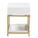 Baxton Studio Melosa Modern Glam and Luxe White Finished Wood and Gold Metal 1-Drawer End Table - BSOJY21B009-White/Gold-ET