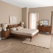 Baxton Studio Rina Mid-Century Modern Ash Walnut Finished Wood 4-Piece King Size Bedroom Set with Synthetic Rattan - BSOMG97151-Ash Walnut-King-4PC Set
