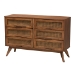 Baxton Studio Rina Mid-Century Modern Ash Walnut Finished Wood 4-Piece King Size Bedroom Set with Synthetic Rattan - BSOMG97151-Ash Walnut-King-4PC Set