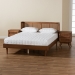 Baxton Studio Rina Mid-Century Modern Ash Walnut Finished Wood 3-Piece Queen Size Bedroom Set with Synthetic Rattan - BSOMG97151-Ash Walnut-Queen-3PC Set