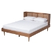 Baxton Studio Rina Mid-Century Modern Ash Walnut Finished Wood 3-Piece Queen Size Bedroom Set with Synthetic Rattan - BSOMG97151-Ash Walnut-Queen-3PC Set
