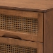 Baxton Studio Rina Mid-Century Modern Ash Walnut Finished Wood 3-Piece Queen Size Bedroom Set with Synthetic Rattan - BSOMG97151-Ash Walnut-Queen-3PC Set