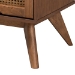 Baxton Studio Rina Mid-Century Modern Ash Walnut Finished Wood 3-Piece Queen Size Bedroom Set with Synthetic Rattan - BSOMG97151-Ash Walnut-Queen-3PC Set
