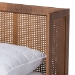 Baxton Studio Rina Mid-Century Modern Ash Walnut Finished Wood 3-Piece Queen Size Bedroom Set with Synthetic Rattan - BSOMG97151-Ash Walnut-Queen-3PC Set