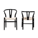 Baxton Studio Paxton Modern Black Finished Wood 2-Piece Dining Chair Set - BSOY-A-B-Black/Rope-Wishbone-Chair