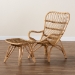 Baxton Studio Earvin Modern Bohemian Natural Brown Rattan 2-Piece Armchair and Footstool Set - BSODC8005-Rattan-2PC Set