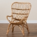 bali & pari Earvin Modern Bohemian Natural Brown Rattan Armchair - BSODC8005-Rattan-CC