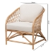 bali & pari Patsy Modern Bohemian White Fabric and Natural Brown Rattan Armchair - BSODC8038-Rattan-CC