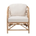 bali & pari Patsy Modern Bohemian White Fabric and Natural Brown Rattan Armchair - BSODC8038-Rattan-CC