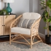 bali & pari Patsy Modern Bohemian White Fabric and Natural Brown Rattan Armchair - BSODC8038-Rattan-CC