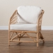 bali & pari Patsy Modern Bohemian White Fabric and Natural Brown Rattan Armchair - BSODC8038-Rattan-CC