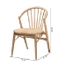 bali & pari Kobe Mid-Century Modern Natural Brown Finished Wood and Rattan Dining Chair - BSOKobe-Natural-DC