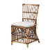 Baxton Studio Kim Modern Bohemian White Fabric and Natural Brown Rattan Dining Chair