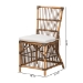 bali & pari Kim Modern Bohemian White Fabric and Natural Brown Rattan Dining Chair - BSOKim-Natural Rattan-DC