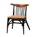 Baxton Studio Parthenia Mid-Century Modern Two-Tone Black and Walnut Brown Finished Mahogany Wood and Natural Rattan Dining Chair