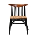 bali & pari Parthenia Mid-Century Modern Two-Tone Black and Walnut Brown Finished Mahogany Wood and Natural Rattan Dining Chair - BSOPromedane-Black Rattan-DC
