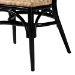 bali & pari Parthenia Mid-Century Modern Two-Tone Black and Walnut Brown Finished Mahogany Wood and Natural Rattan Dining Chair - BSOPromedane-Black Rattan-DC