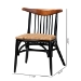 bali & pari Parthenia Mid-Century Modern Two-Tone Black and Walnut Brown Finished Mahogany Wood and Natural Rattan Dining Chair - BSOPromedane-Black Rattan-DC