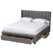 Baxton Studio Coronado Mid-Century Modern Transitional Grey Fabric Full Size 3-Drawer Storage Platform Bed - BSOCF 9270-B-Coronado-B-Grey-Full