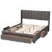 Baxton Studio Coronado Mid-Century Modern Transitional Grey Fabric Full Size 3-Drawer Storage Platform Bed - BSOCF 9270-B-Coronado-B-Grey-Full