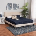 Baxton Studio Casol Mid-Century Modern Transitional Beige Fabric Upholstered Queen Size Platform Bed - BSOCF 9272-C-Vele-C-Beige-Queen