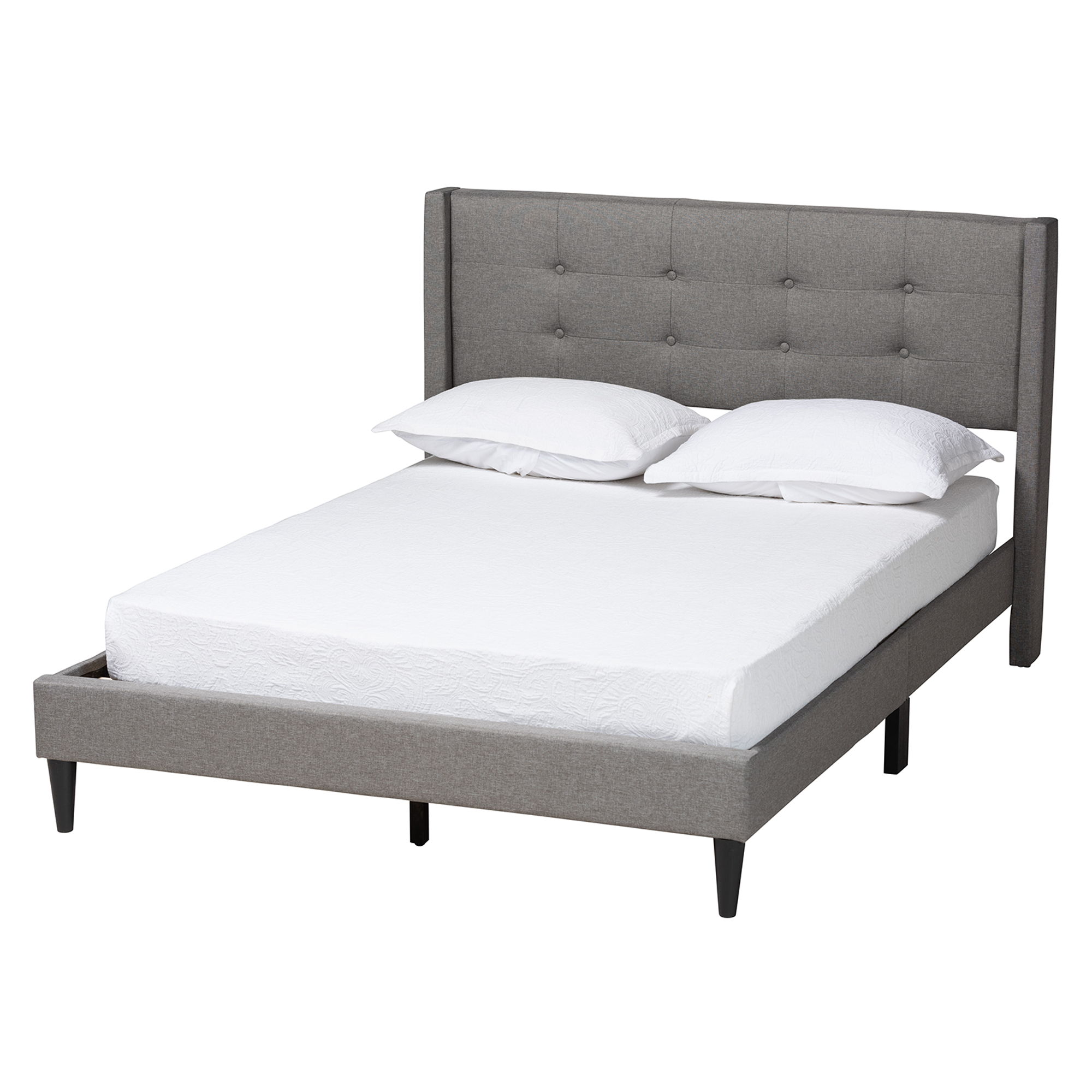 Baxton Studio Casol Mid-Century Modern Transitional Grey Fabric Upholstered Queen Size Platform Bed
