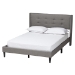 Baxton Studio Casol Mid-Century Modern Transitional Grey Fabric Upholstered Queen Size Platform Bed
