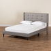 Baxton Studio Casol Mid-Century Modern Transitional Grey Fabric Upholstered Queen Size Platform Bed - BSOCF 9272-C-Vele-C-Grey-Queen