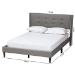 Baxton Studio Casol Mid-Century Modern Transitional Grey Fabric Upholstered Queen Size Platform Bed - BSOCF 9272-C-Vele-C-Grey-Queen
