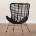 bali & pari Colorado Modern Bohemian Black Rattan and Metal Accent Chair - BSOColorado-Black/Rattan-CC