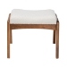 Baxton Studio Roxy Mid-Century Modern Off-White Boucle Upholstered and Walnut Brown Finished Wood Ottoman Footstool - BSOBBT5266-Cream/Walnut-Stool