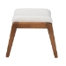 Baxton Studio Roxy Mid-Century Modern Off-White Boucle Upholstered and Walnut Brown Finished Wood Ottoman Footstool - BSOBBT5266-Cream/Walnut-Stool