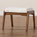 Baxton Studio Roxy Mid-Century Modern Off-White Boucle Upholstered and Walnut Brown Finished Wood Ottoman Footstool - BSOBBT5266-Cream/Walnut-Stool