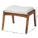 Baxton Studio Roxy Mid-Century Modern Off-White Boucle Upholstered and Walnut Brown Finished Wood Ottoman Footstool - BSOBBT5266-Cream/Walnut-Stool