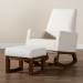 Baxton Studio Yashiya Mid-Century Modern Off-White Boucle Upholstered and Walnut Brown Finished Wood 2-Piece Rocking Chair and Ottoman Set - BSOBBT5199-Cream/Walnut Set