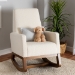 Baxton Studio Yashiya Mid-Century Modern Off-White Boucle Upholstered and Walnut Brown Finished Wood Rocking Chair - BSOBBT5199-Cream/Walnut-RC