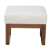 Baxton Studio Yashiya Mid-Century Modern Off-White Boucle Upholstered and Walnut Brown Finished Wood Ottoman Footstool - BSOBBT5200-Cream/Walnut-Stool