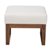 Baxton Studio Yashiya Mid-Century Modern Off-White Boucle Upholstered and Walnut Brown Finished Wood Ottoman Footstool - BSOBBT5200-Cream/Walnut-Stool