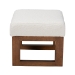 Baxton Studio Yashiya Mid-Century Modern Off-White Boucle Upholstered and Walnut Brown Finished Wood Ottoman Footstool - BSOBBT5200-Cream/Walnut-Stool