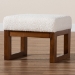 Baxton Studio Yashiya Mid-Century Modern Off-White Boucle Upholstered and Walnut Brown Finished Wood Ottoman Footstool - BSOBBT5200-Cream/Walnut-Stool