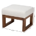 Baxton Studio Yashiya Mid-Century Modern Off-White Boucle Upholstered and Walnut Brown Finished Wood Ottoman Footstool - BSOBBT5200-Cream/Walnut-Stool