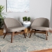Baxton Studio Lovella Mid-Century Modern Grey Fabric and Walnut Brown Finished Wood 2-Piece Accent Chair Set - BSOLovella-Walnut-CC