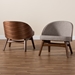 Baxton Studio Lovella Mid-Century Modern Grey Fabric and Walnut Brown Finished Wood 2-Piece Accent Chair Set - BSOLovella-Walnut-CC